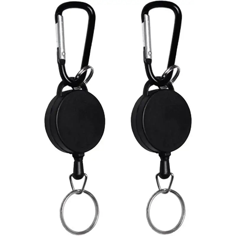 Black Metal Wire D-shaped Mountain Buckle ABS Plastic Shell Expandable and Rotatable Reel Badge DIY NameTag