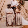 Boho Ceremony Cotton Handmade Backdrop Decor 2 Pieces Macrame Chair Cover Wedding