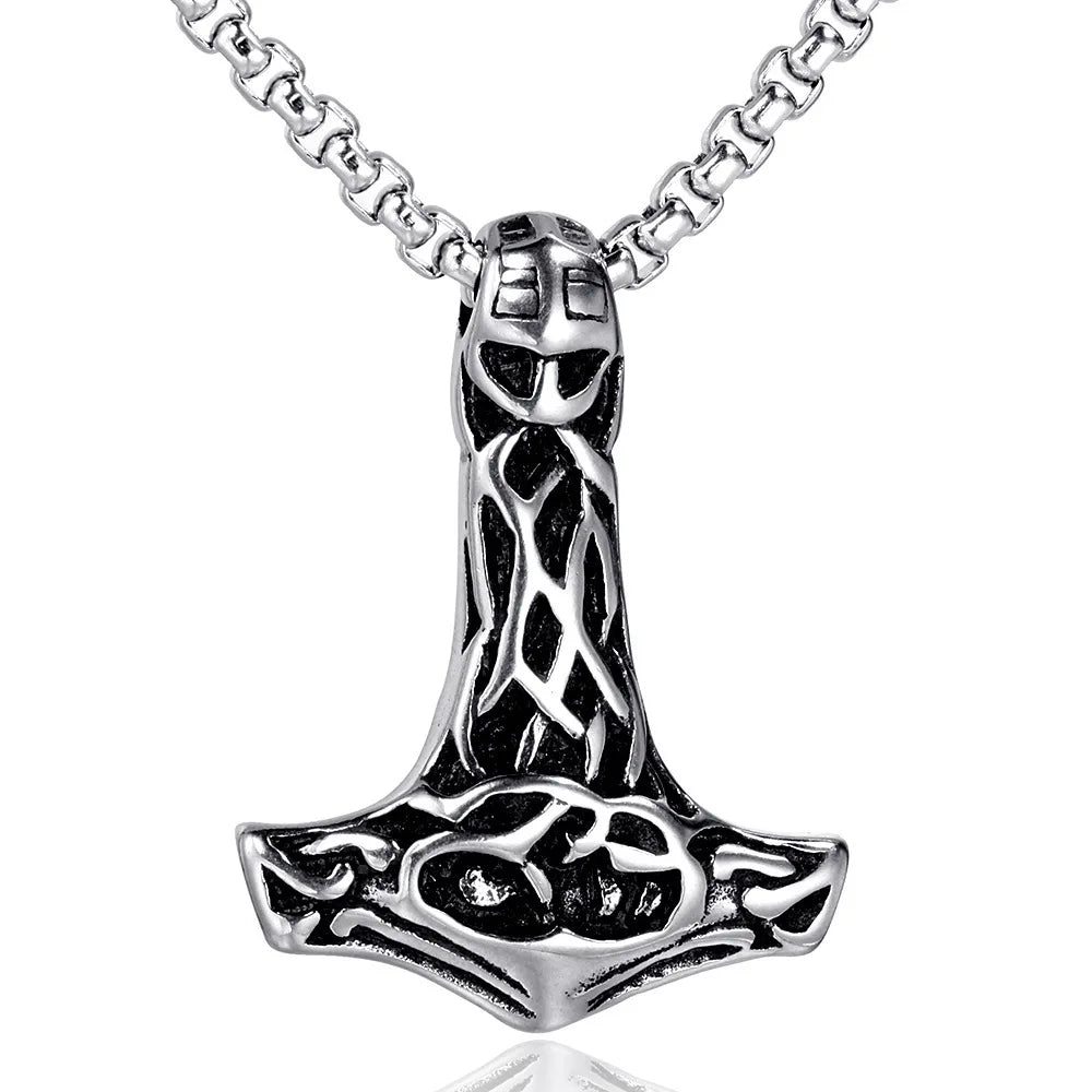 2022 Trade Vintage Mjolnir Langhong Viking Thorns Men Hammer Pendant Necklace