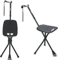 Rehand Adjustable Portable Aluminum Alloy Cane with Seat and Stools for Elderly Outdoor Use