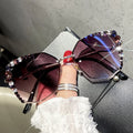 Geometric Frame Rhinestone Sunglasses Women Shades Lunettes De Soleil Mode Sunscreen Anti UV Sun Glasses