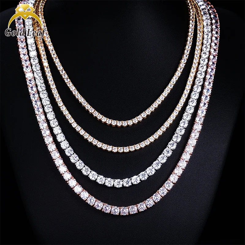 Goldleaf 925 Silver D-VVS Moissanite Tennis Chains Hot Sale Hip Pop Style Tennis Chain Moissanite Necklace and Bracelet