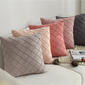 Velvet Decorative Throw Pillow Covers Pleated Diamond Pattern Soft Solid Square Couch Pillow Cover Case/Cushion Pillowcase