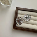 Vintage Big Chunky Flower Stud Earrings for Women 925 Sterling Silver Jewelry