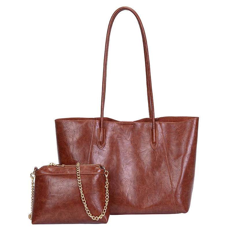 New Luxury Design Large Casual Tote Bag Set Fashion Ladies Pu Leather Shoulder Tote Purse Handbag For Women
