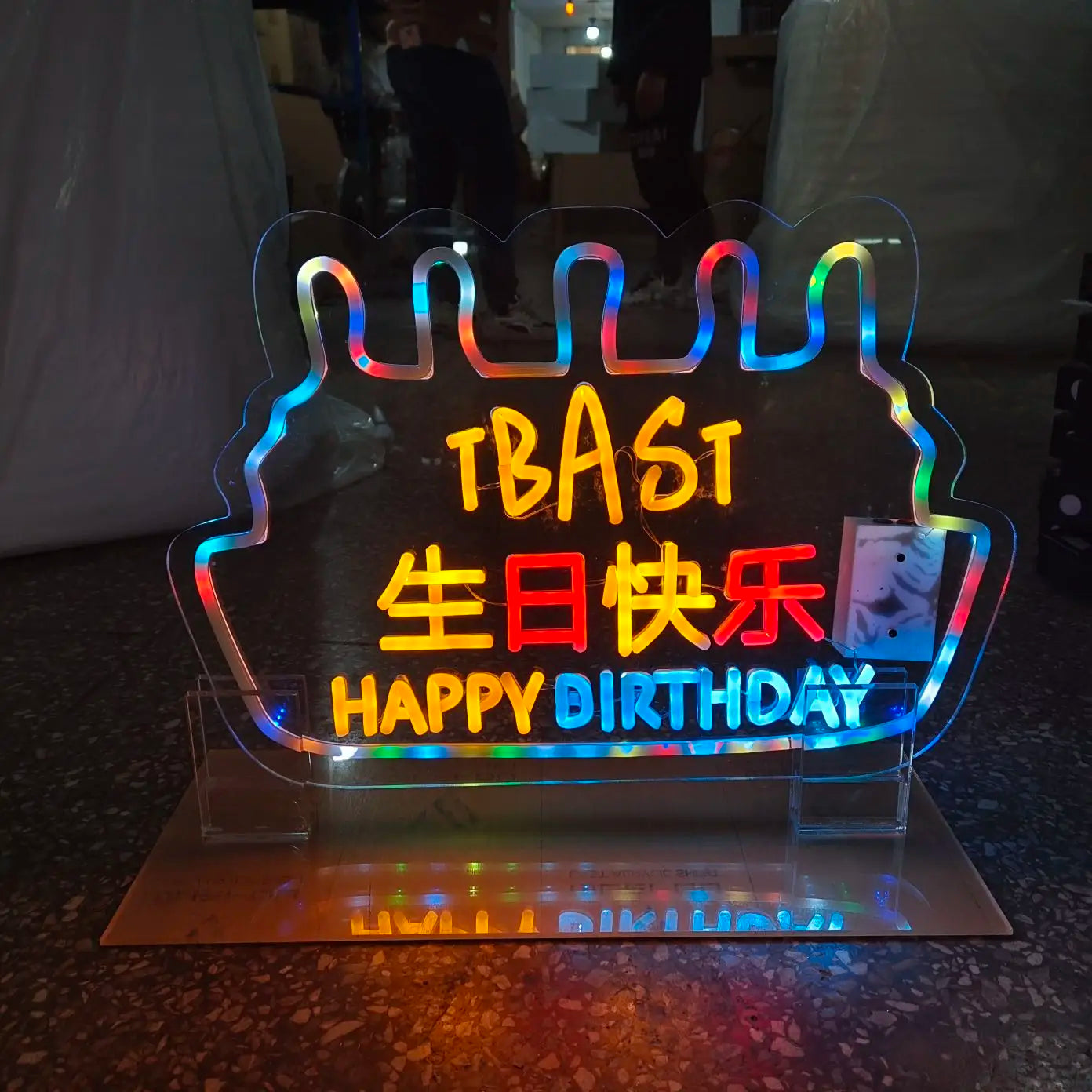 Happy Birthday Rechargeable LED Neon Sign With Customized Logo for Nightclub