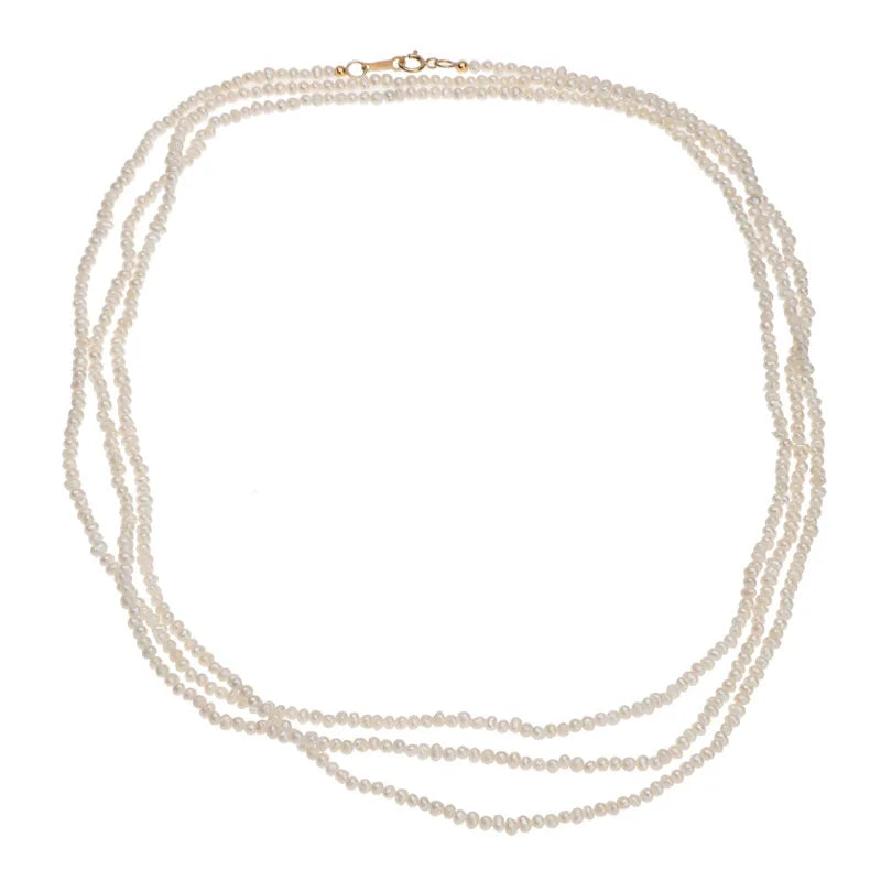 Pearl Necklace a Multi Wearing French Natural Freshwater Pearl Necklace Sweater Chain Bone Chain Imported From the United States