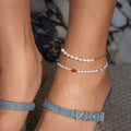 2025 Dazan New Summer HOT Ins 18k Gold Plated Tarnish Free Stainless Steel Vintage Flower Natural Pearl Mixed Design Anklet