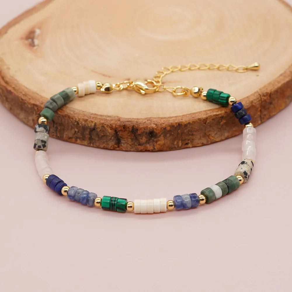 New Arrival BOHO Style Gemstone Braided Bracelet Retro Style Copper Accessories Handmade Gemstone Bracelet