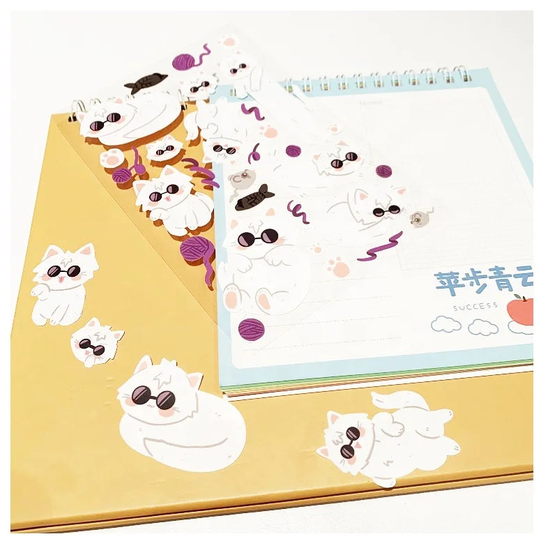 Custom Korean Cute Animal Felt Silver Foil Deco A4 Transparent Matte Planner Clear Sticker Sheets