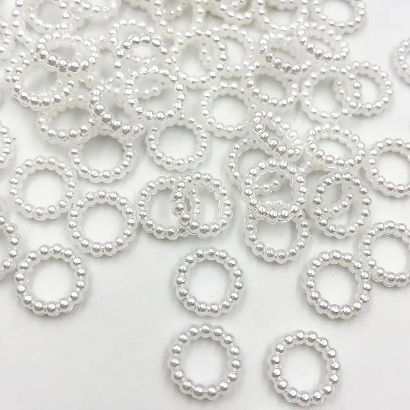 White Colors ABS Hollow Round Pearls Loose Ring Beads Pearl Embellishments Jewelry Phone DIY Garment Beads Crafts