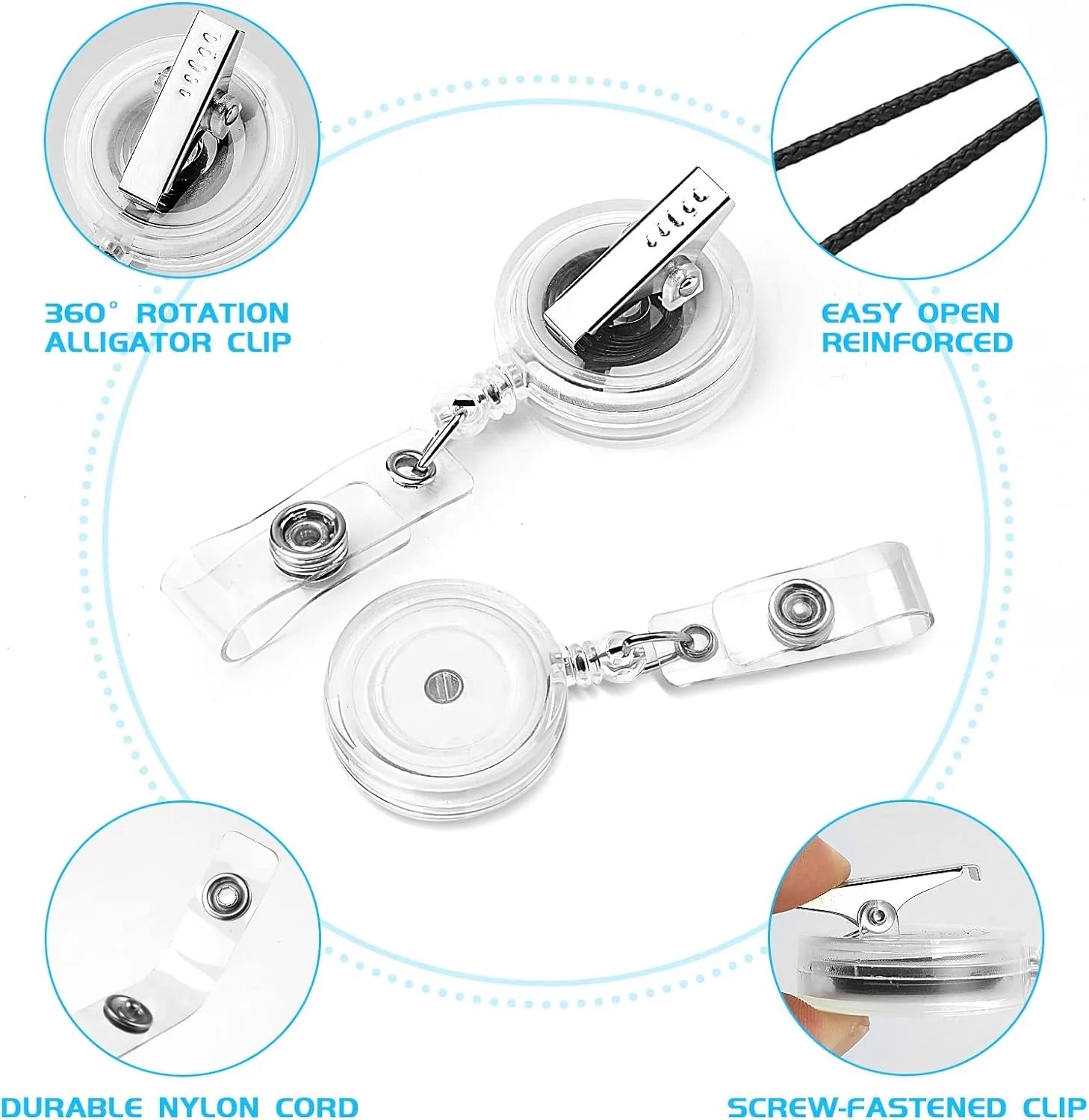 Clear Translucent Retractable Card Badge Reels