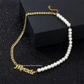 2025 New Fashion Gold Plated Custom Necklace Gold Pearl Necklace With Design Custom Name Letter Ladies Men Custom Pearl Necklace