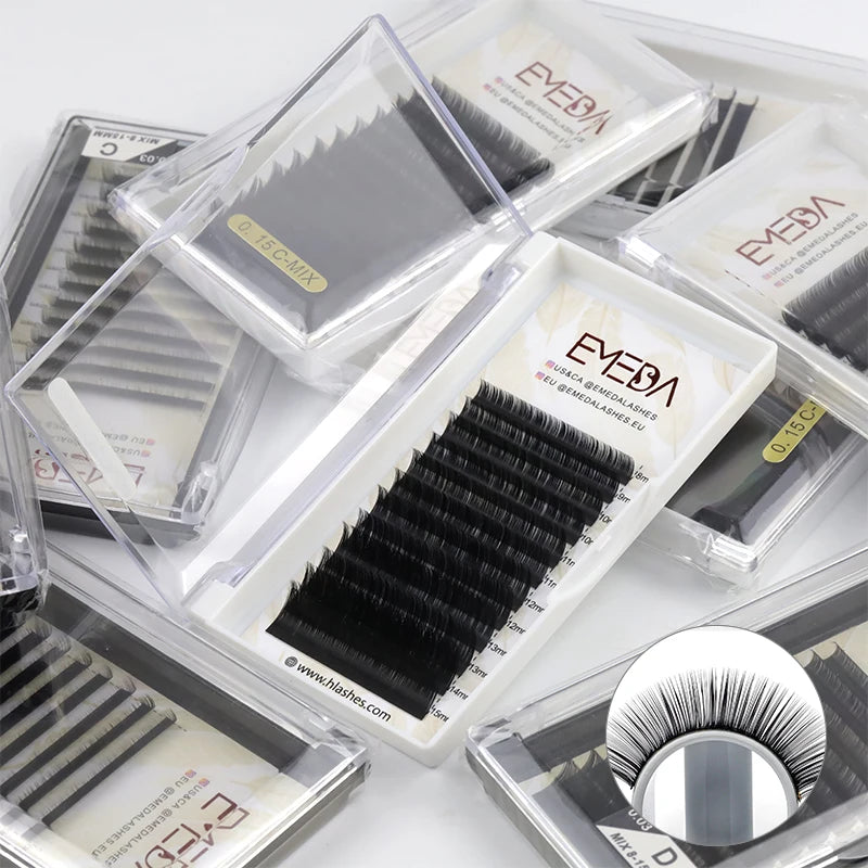 EMEDA Private Label C D Mink Volume Eyelash Extensions Trays Velvet Matte Black Lash Extensions Wholesale Cashmere Lash Supplies