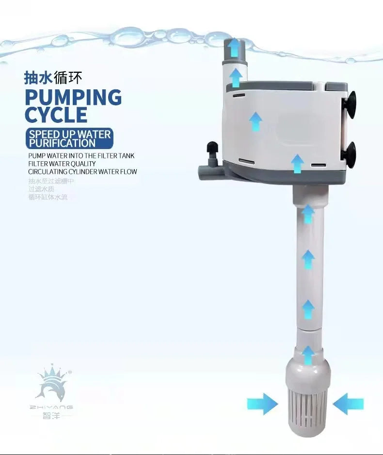 Aquarium Oil Membrane Filter Oxygenation Circulating Silent Fish tank Three in One Filter Pump