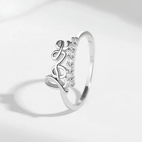 Yaeno 925 Sterling Silver Heart-Shaped Love Ring Female Korean
