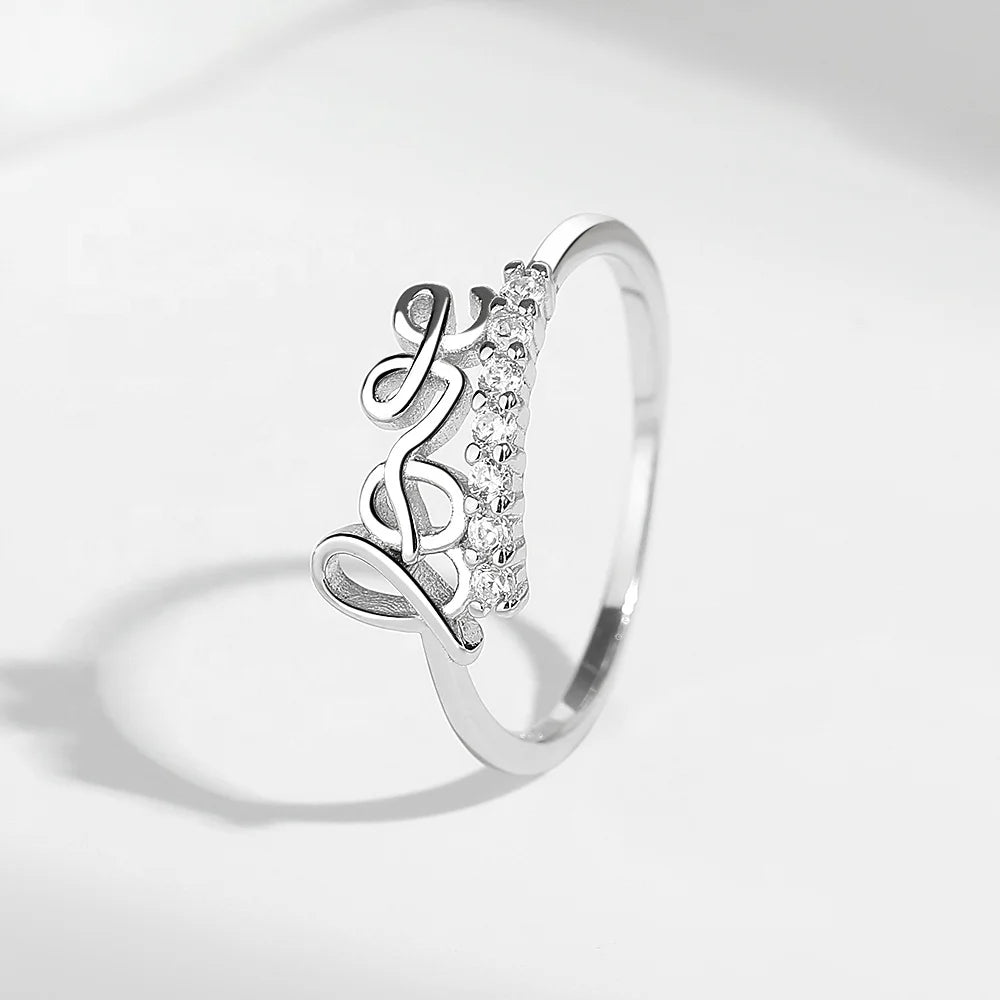 Yaeno 925 Sterling Silver Heart-Shaped Love Ring Female Korean