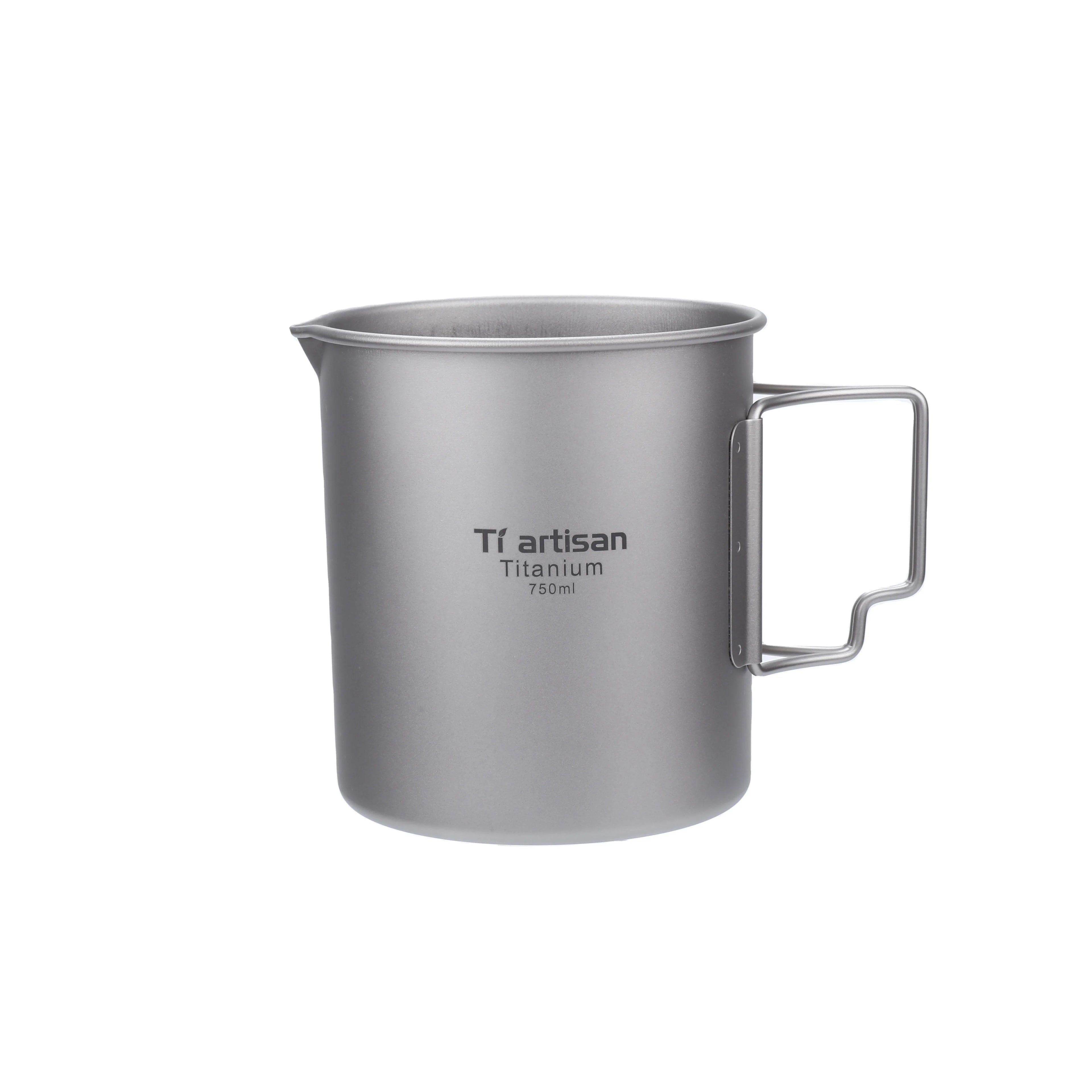 Outdoor Camping Mug 750ml Cup with Spout Ultralight Portable Titanium Mug Cookware Pot Tea or Coffee Cup