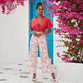 Women's Spring Printed Two-piece Dolman Sleeve New Blouse Street Fashion Casual Suit