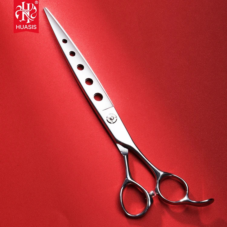 AR-75KZ 7.5 Inch 440C Pet Beauty Scissors Professional Dog Hair Cutting Tool  Dog Hair Straight air Hole Scissors