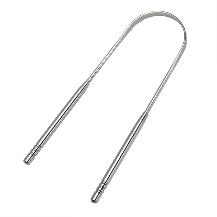 Factory Wholesale U-shape Stainless Steel Tongue Cleaner with Custom Logo Private Label Reusable Portable Silver Tongue Scraper
