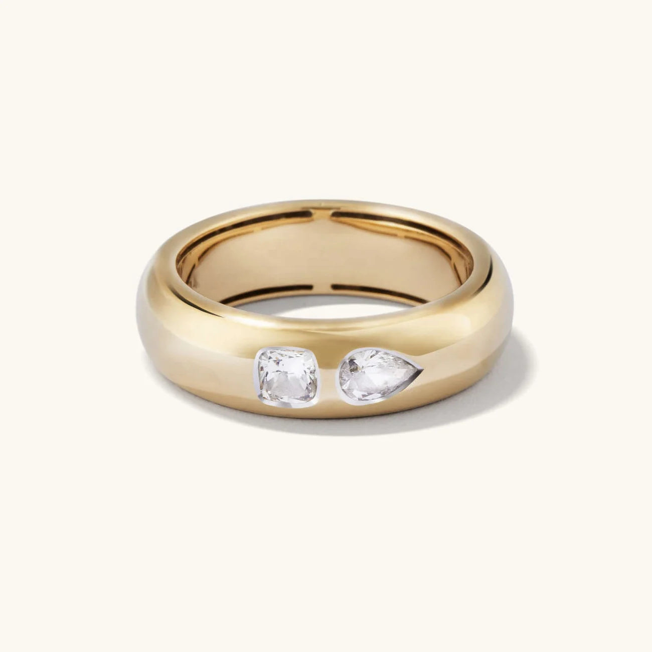 LOZRUNVE Minimalist Bezel Cubic Zirconia Pear Princess Large Ring Women Silver 925 Sterling Jewelry