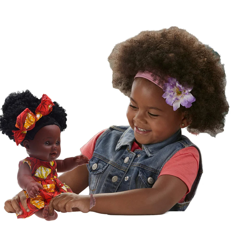Wholesale 12 Inch Soft Realistic African Black Baby Doll Girls Reborn Changeable Clothing Educational Plastic Gift Kids