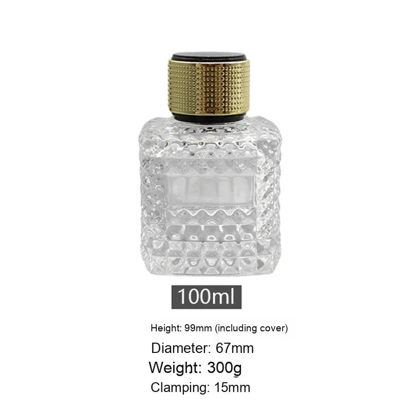 100ml Transparent Square Glass Perfume Bottle Bayonet Cosmetic Empty Refill Bottle with Pump Sprayer Diffuser Container