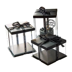 Wholesale PET Transparent Clear Cake Box for Birthday Wedding Cake Packaging Boxes