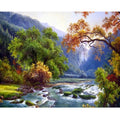 Wholesale 5d Diamond Painting Full Drill the Stream in the Mountain Forest Diamond Embroidery Art Painting Wall Home Decor