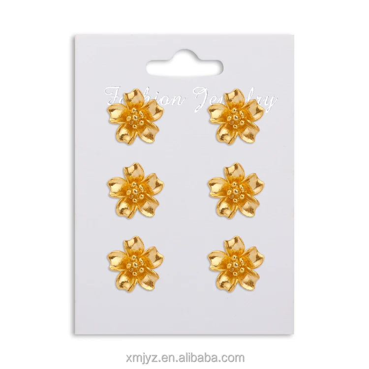 Gold-Plated Korean Style Classic Small and Versatile Brass Flower Earrings High-End Boutique Size Flower Earrings