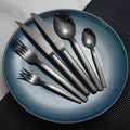 Wholesale Silverware 6pcs Black Flatware Spoon Knife and Fork Stainless Steel Cutlery Set for Wedding