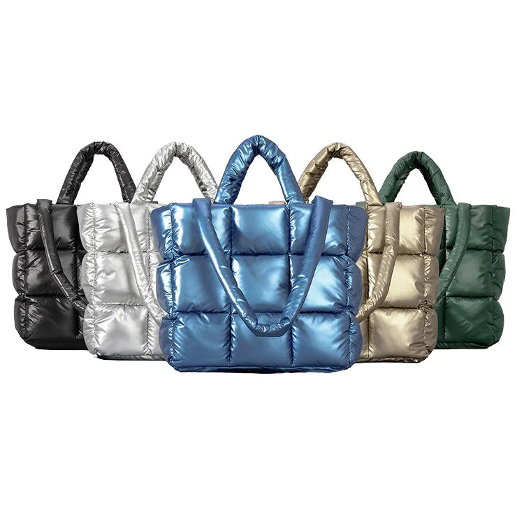 New Quilted Puffy Coat Bags for Women Small Nylon Tote Bag Puffer Design Cotton Lady Handbags Crossbody Puffy Bag for Ladies
