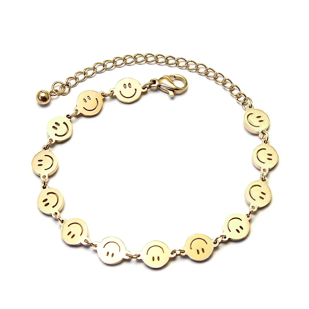 Fashion Stainless Steel Plated 18K Gold Jewelry Simple Design Bracelet With Extension