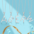 Wholesale 925 Sterling Silver Chain Diamond Zircon Plain Silver 26 Letter Alphabet Pendant Initial Necklace