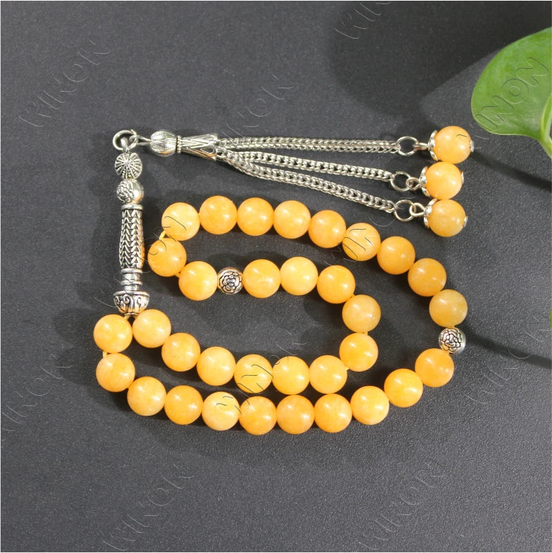 33 Tasbeh Muslim Natural Stone Prayer Beads Rosary Islamic Wholesale Tasbih Ramadan Gift Set Rosary Beads Turkish Misbaha