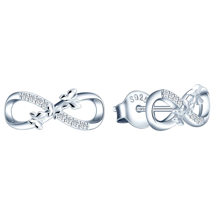 Premium Quality Hollow Infinity Butterfly Heart Combination 925 Silver Gold Plated Vintage Earring for Party and Gift