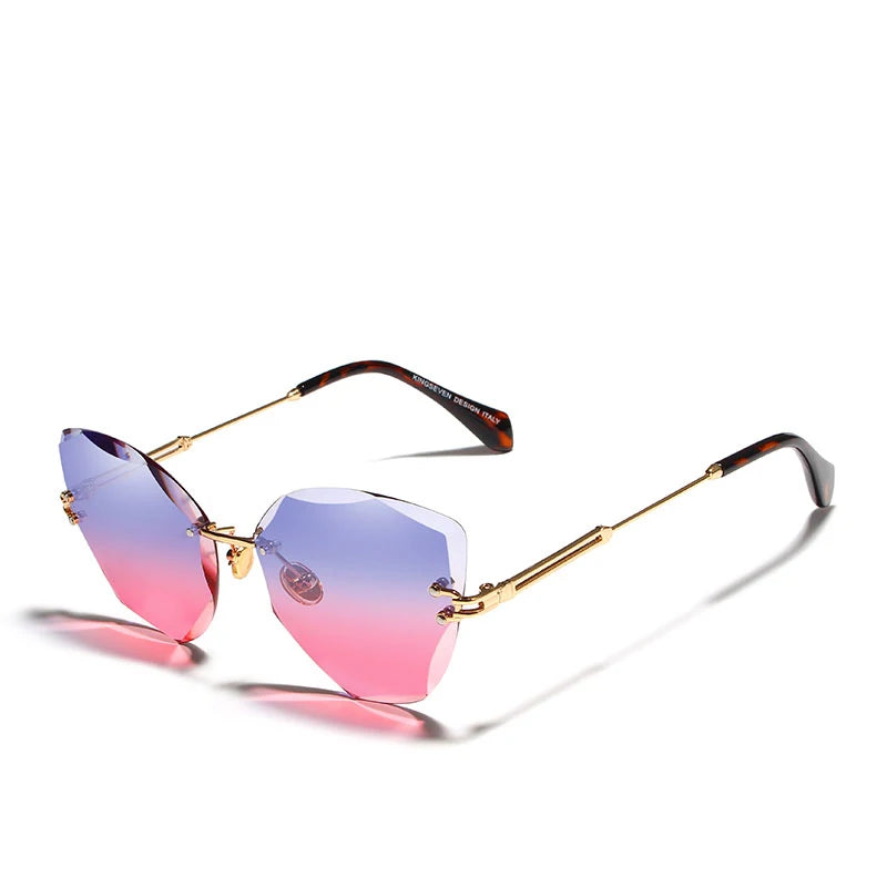 For 2021 Vintage Alloy Frame Sunglasses Men Women Octagon Rimless Design UV400 Polycarbonate Lenses N801 China
