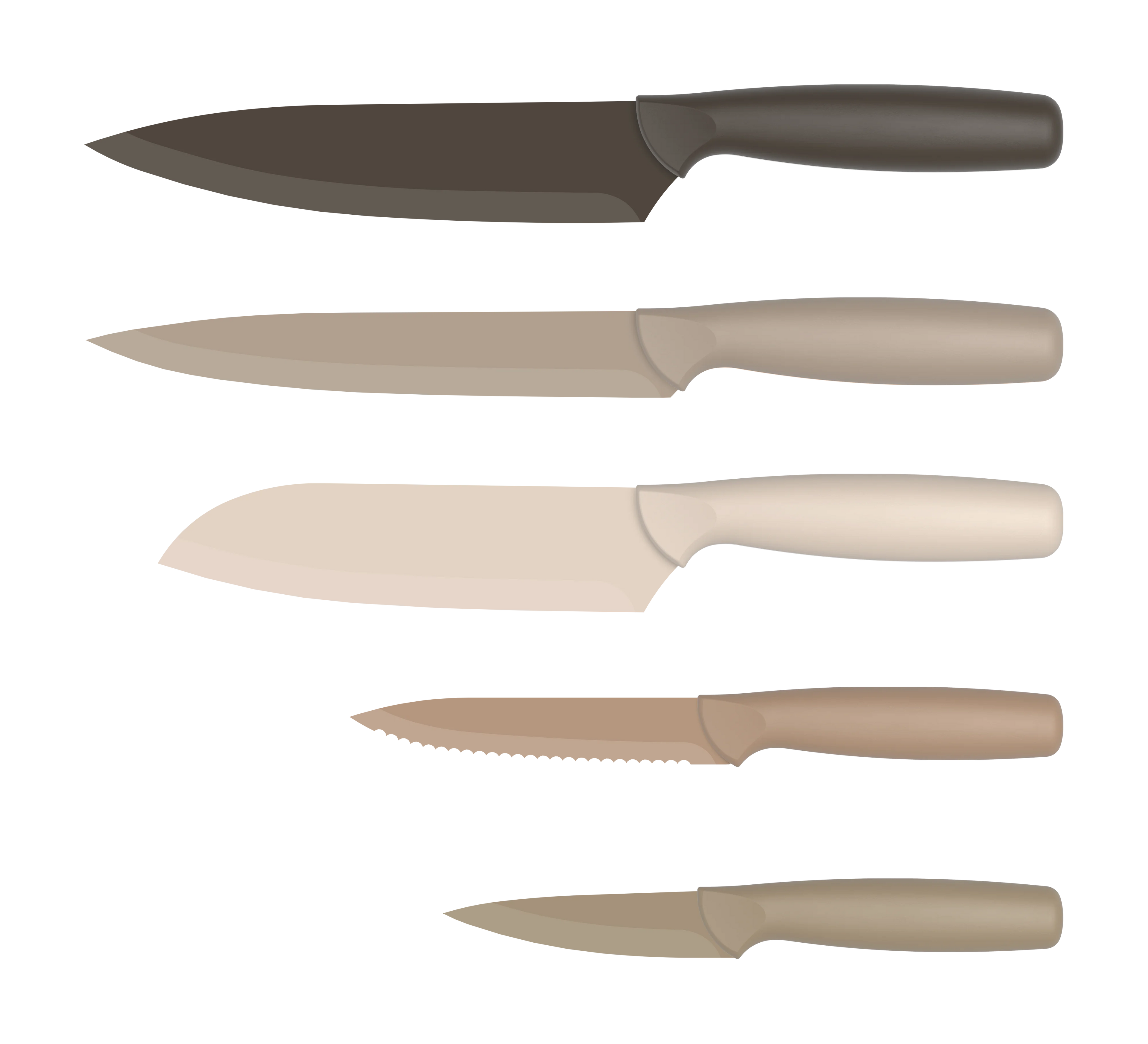 Stellar New 5-Piece Stainless Steel Chef Knife Set Non-Stick Coating Colorful PP Handle 3Cr13 Blade Ambidextrous Sustainable