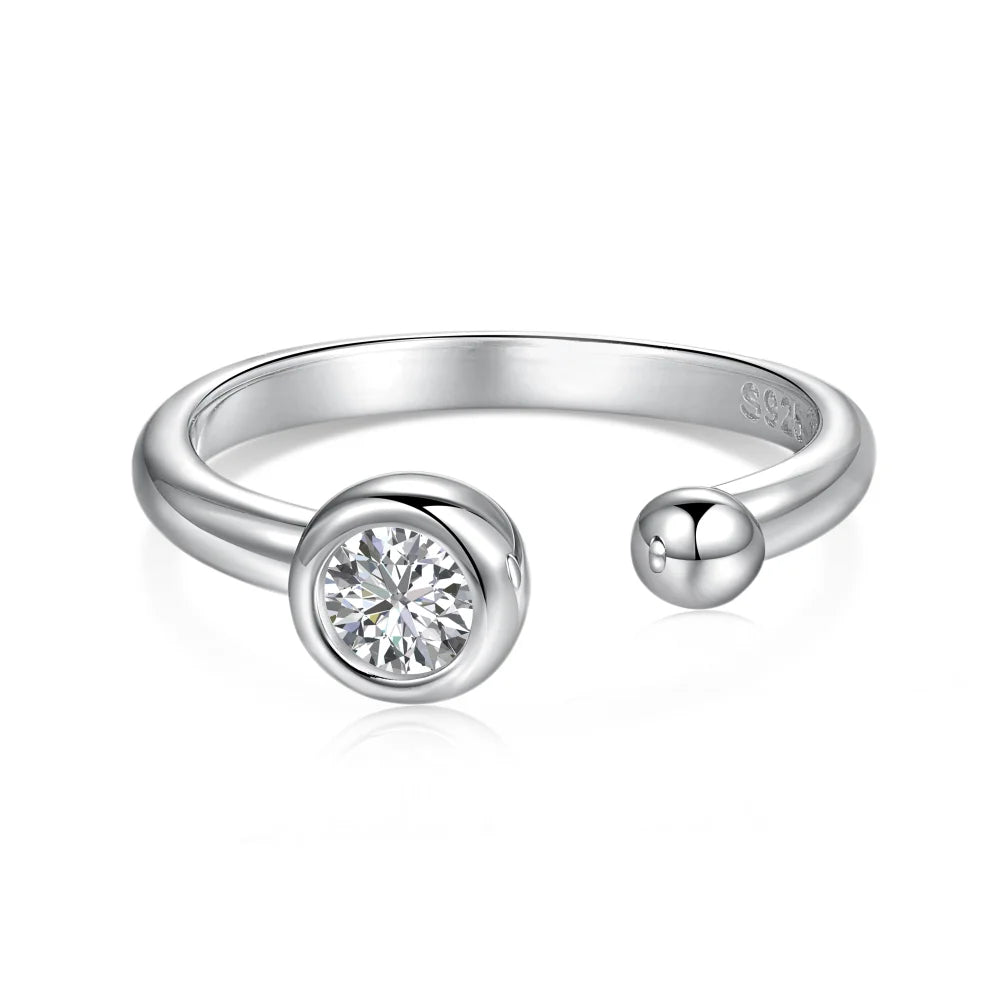 Dylam 2024 Valentine's Day Gift Classic Design Tiny S925 Silver Non Fade Open Adjustable 5A Zirconia Women Daily Jewelry Rings