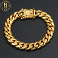 Wholesale Price Mens Gift Jewelry 10mm Gold Plated Stainless Steel Hip Hop Cuban Link Bracelet for Party