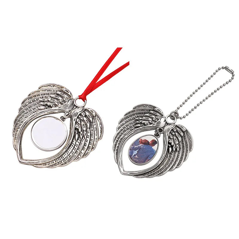 RubySub Metal Christmas Angel Wing Ornaments Sublimation Blanks Christmas Ornaments