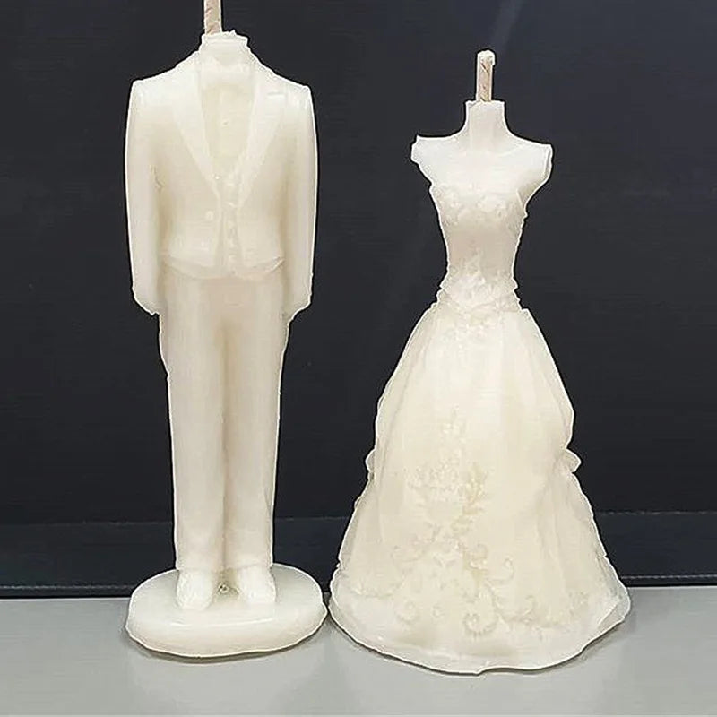Bride Dress Silicone Mold Formal Attire Candle Molds DIY Handcrafting Soap Wax Epoxy Resin Clay Mould for Weeding Decoration
