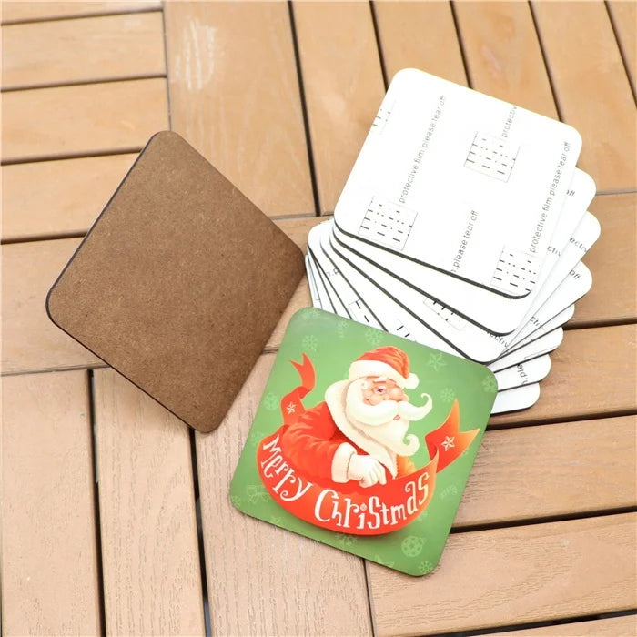 Wholesale Modern Design Square 90mm Eco-Friendly Blank Wooden Custom UV White Coating Table Coasters