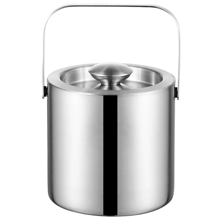 1.3/2.2/3.0L Sustainable Stainless Steel Minimalist Wine Cooler Double Wall Ice Bucket with Clip for Home Use