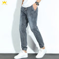 New High Street Denim Pant Men's Straight Jogger Sport Pants Korean Trousers with Drawstring Woven Mid Rise