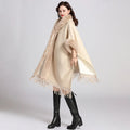 Wholesale Ladies Rabbit Acrylic Faux Fur Scarf Poncho Capes Fall Winter Long Sleeve Women's Knit Cardigan Shawls with Fur Collar