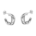 Silver Plated Korean C-Shaped Luxury Statement Stud Earrings Multilayer Stainless Steel Trendy Fashion Women's Jewelry