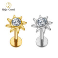 Right Grand ASTM F136 Titanium 16G Sunflower Cartilage Stud Earring with CZ Flower Helix Tragus Conch Piercing Jewelry
