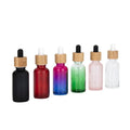 Serum Essential Oil Customized Purple pink Color 5ml 10ml 15ml 20ml 30ml 50ml 100ml Glass Dropper Bottle with Bamboo Lid